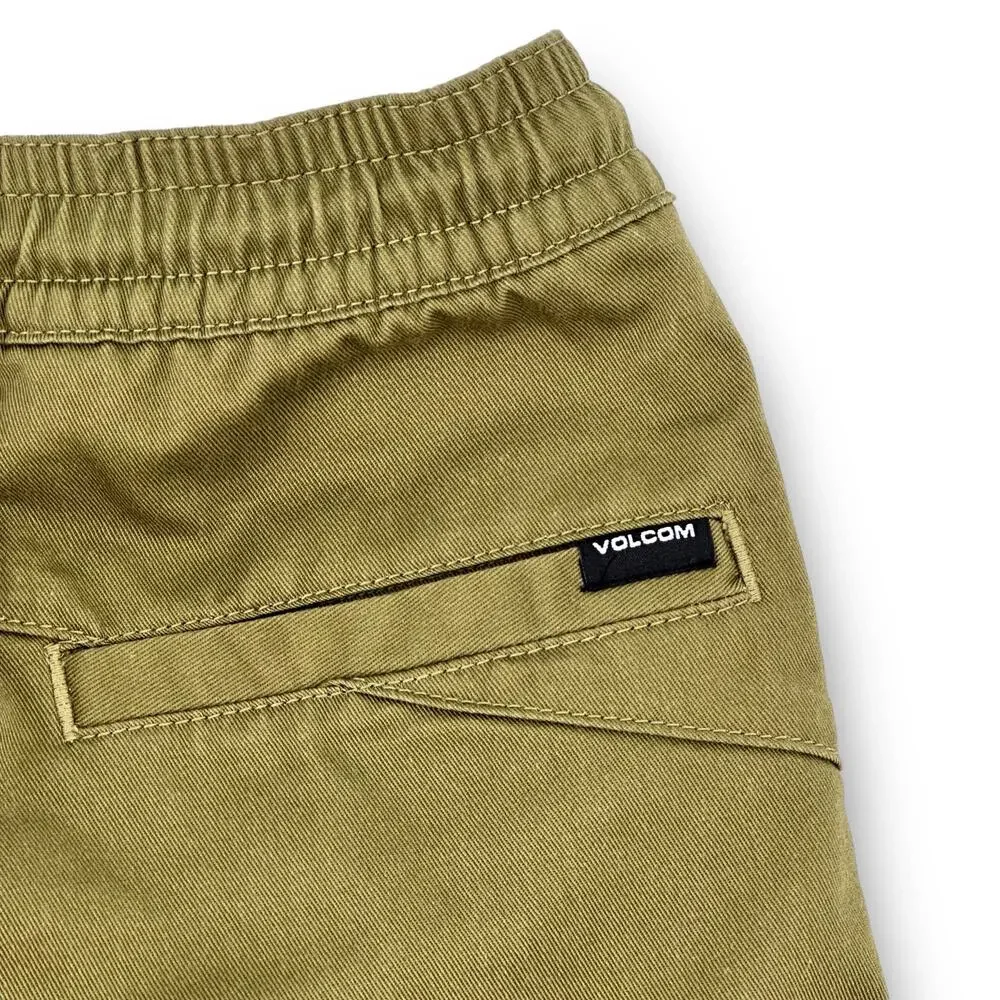 Volcom Frickin Elastic Drawstring Chino Shorts Big Boys Sz L Olive Green